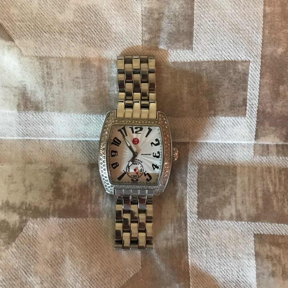 Womens White Gold Michele Watch with Diamonds